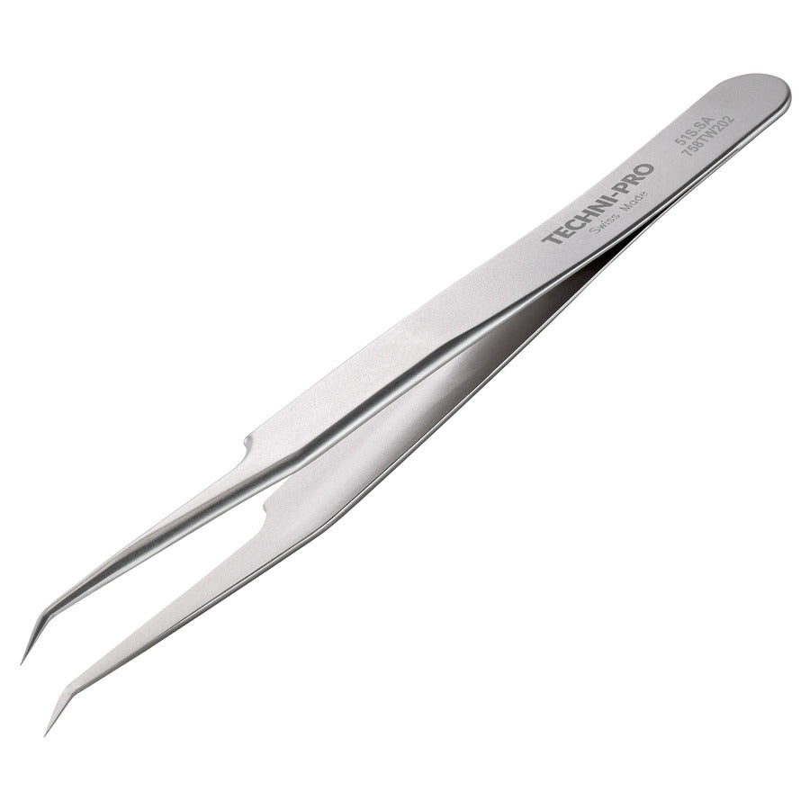 Techni-Pro 758TW202 Hochpräzisionspinzette, Stil 51S, antimagnetisch, Edelstahl, gebogen, sehr fein, 4,5 Zoll