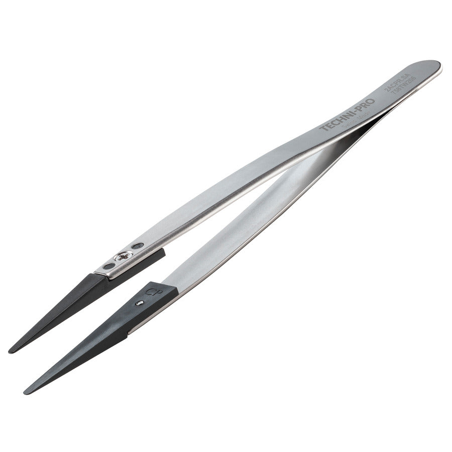 Techni-Pro 758TW206 ESD Kunststoffpinzette, Stil 2A, Carbon PEEK Spitzen A2ACP, Rund, Flach, 13 cm