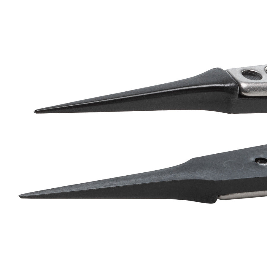 Techni-Pro 758TW208 ESD Pinzette mit Kunststoffspitze, Stil 5, Carbon-PEEK-Spitzen A5CP, sehr fein, 5,1"