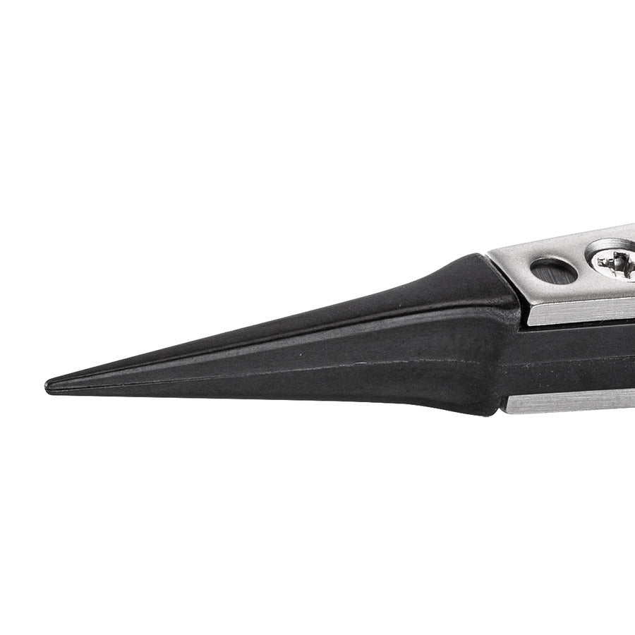 Techni-Pro 758TW235 ESD Kunststoff-Pinzette, umgekehrt, Style 5, Carbon Peek, sehr fein, 4.9"