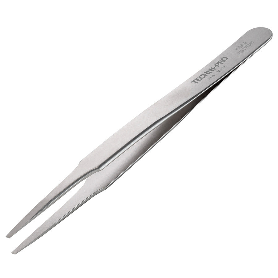 Techni-Pro 758TW240 Hochpräzisionspinzette, Stil F, säurefest/antimagnetisch, SS, quadratisch, 4,7"