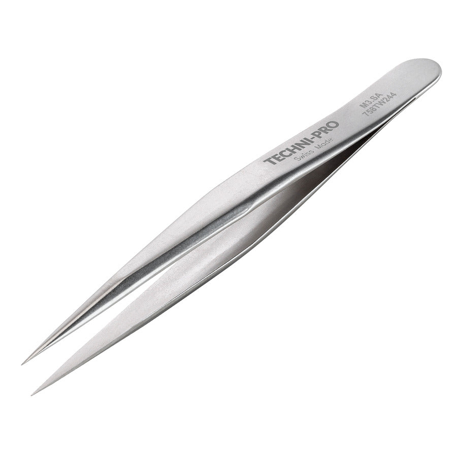 Techni-Pro 758TW244 Mini-Pinzette, Modell M3, Anti-Säure/Anti-Magnet, SS, Fein, Spitz, 2.8"