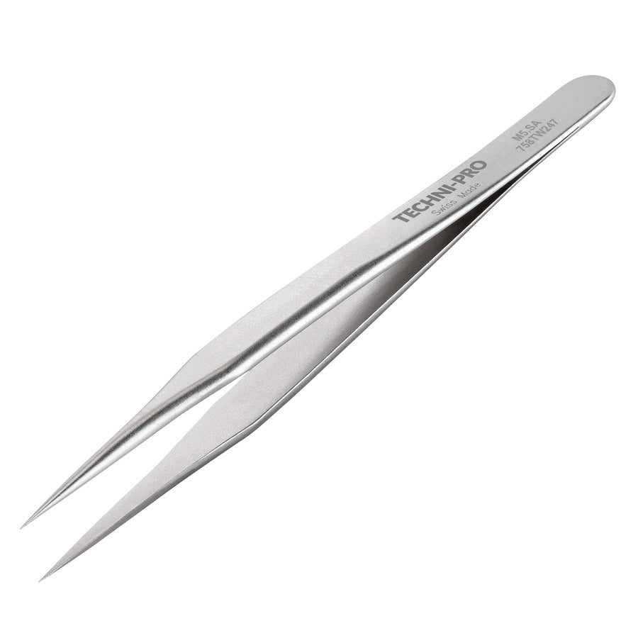 Techni-Pro 758TW247 Mini Tweezers, Style M5, Anti-Acid/Anti-Mag, SS, Very Fine, Sharp, 3.1"