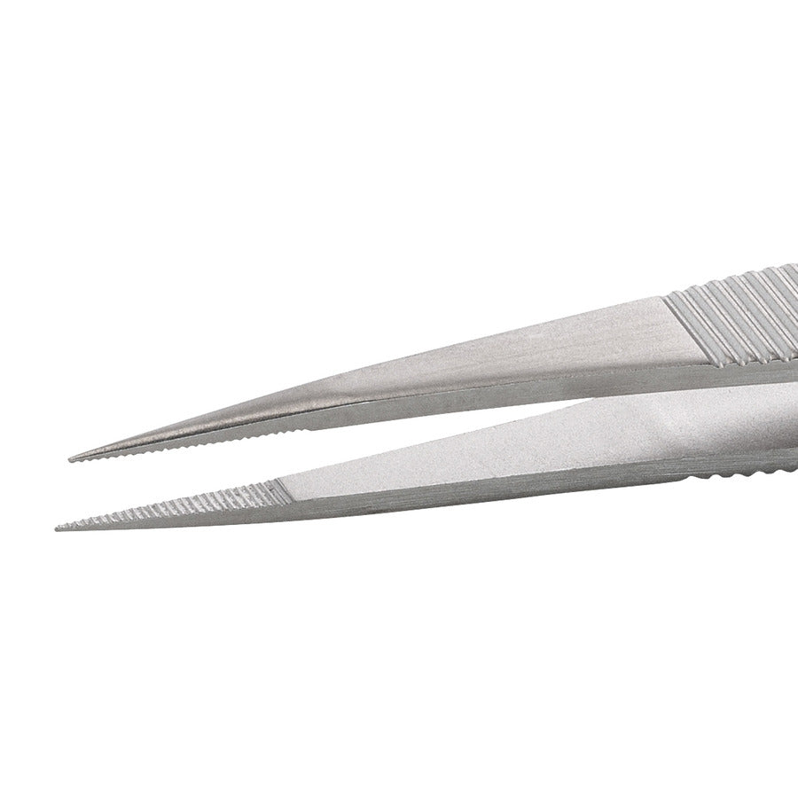 Techni-Pro 758TW248 Mini Tweezers, Style M00D, Anti-Acid/Anti-Mag, SS, Fine, Sharp, Serrated, 3.5"