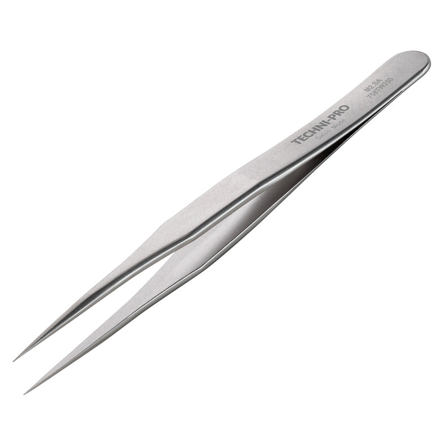Techni-Pro 758TW250 Mini Tweezers, Style M2, Anti-Acid/Anti-Mag, SS, Fine, Sharp, 3.5"