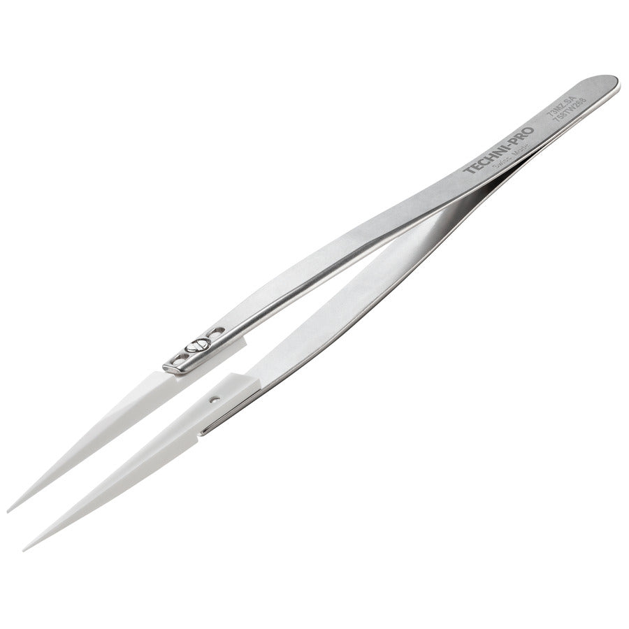 Techni-Pro 758TW268 Ceramic Tip Tweezers, Style 73, Zirconia Tips A73MZ, Pointed, 5.5"