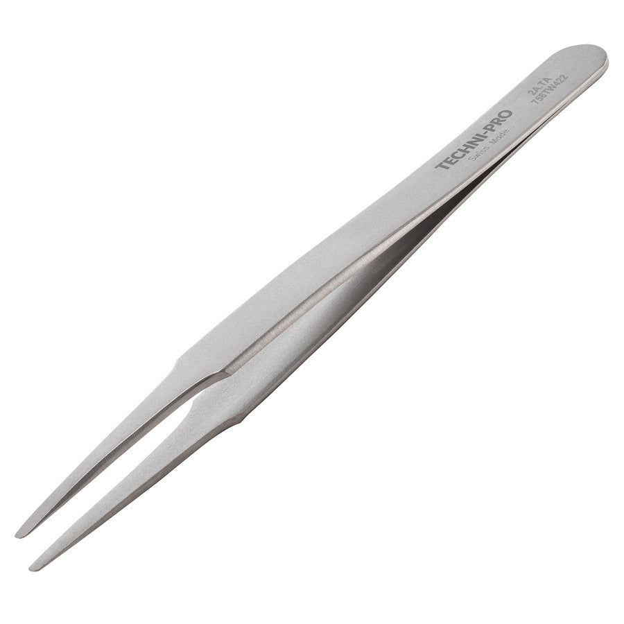 Techni-Pro 758TW422 Hochpräzisionspinzette, Stil 2A, Titan, Fein, Rund, Flach, 11,9 cm