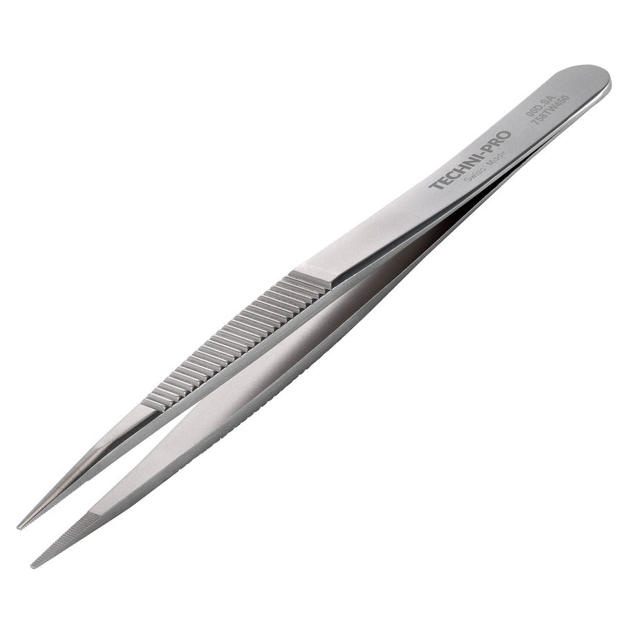 Techni-Pro 758TW450 High Precision Tweezers, Style 00D, Anti-Acid/Anti-Mag, SS, Serrated, 4.7"