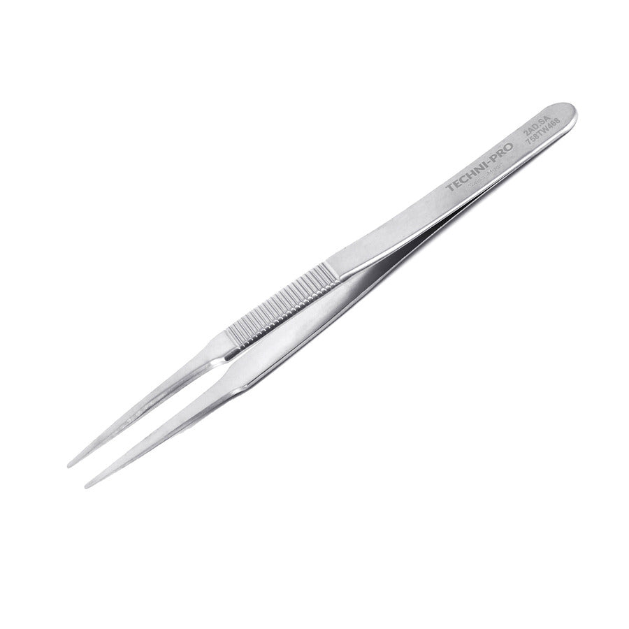 Techni-Pro 758TW468 Hochpräzisionspinzette, Stil 2A, säure-/antimagnetischer Edelstahl, rund, flach, 4,7"