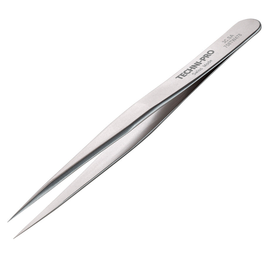 Techni-Pro 758TW478 Hochpräzisionspinzette, Stil 3C, säure-/antimagnetisch, Edelstahl, fein, spitz, 4.3"