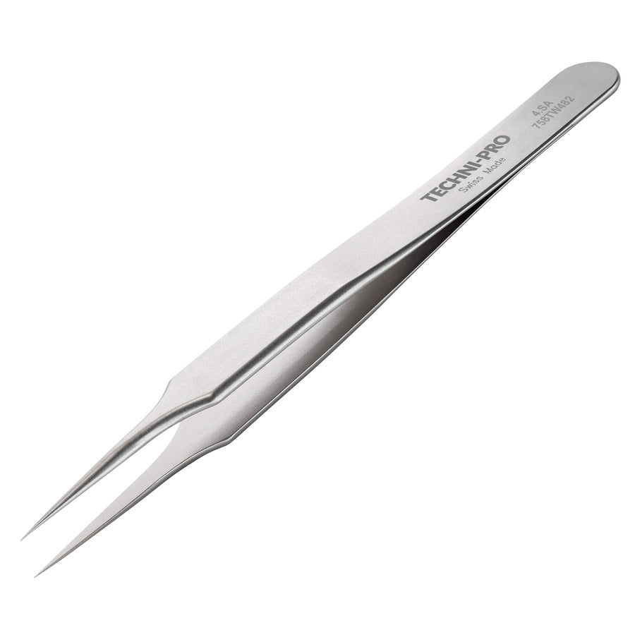 Techni-Pro 758TW482 Hochpräzisionspinzette, Stil 4, Anti-Säure/Anti-Magnetisch, Edelstahl, sehr fein, 4,3"