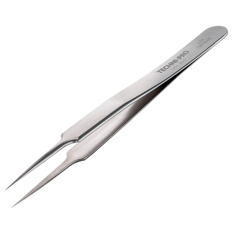 Techni-Pro 758TW486 Hochpräzisionspinzette, Stil 5, antimagnetisch, Edelstahl, sehr fein, scharf, 4,3"