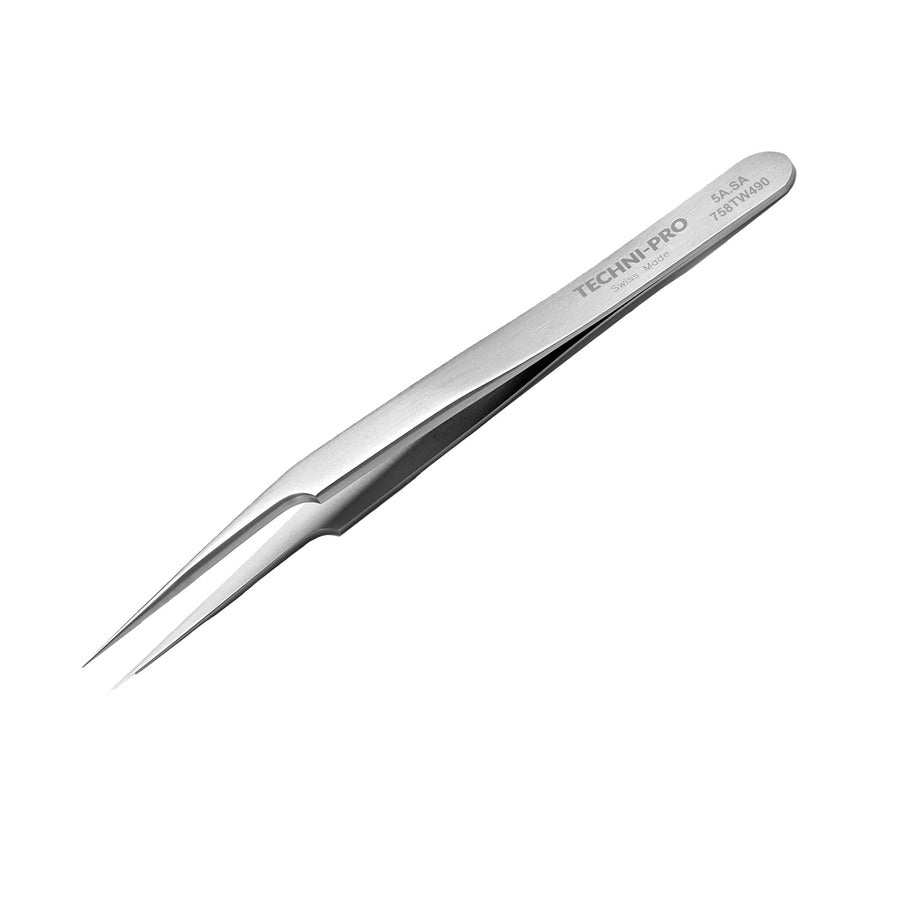 Techni-Pro 758TW490 Hochpräzisionspinzette, Form 5A, antimagnetisch, Edelstahl, sehr fein, 4,5''