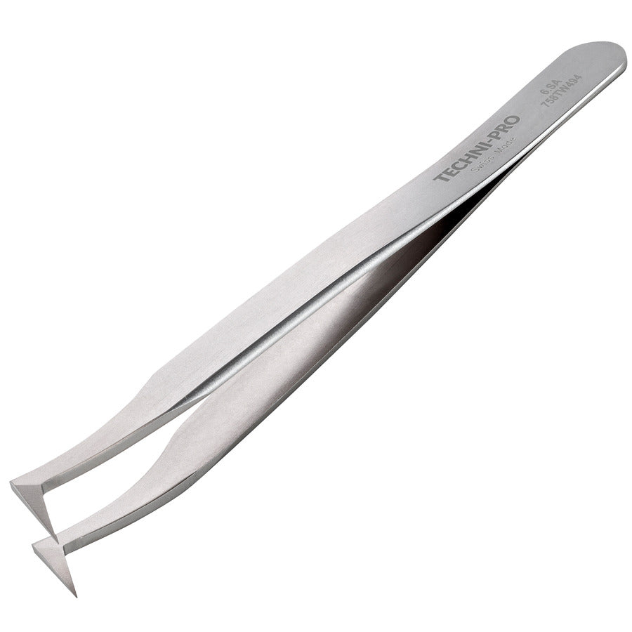 Techni-Pro 758TW494 Hochpräzisionspinzette, Stil 6, Antimagnetisch, Edelstahl, Abgewinkelt, Sehr Fein, 4.6"