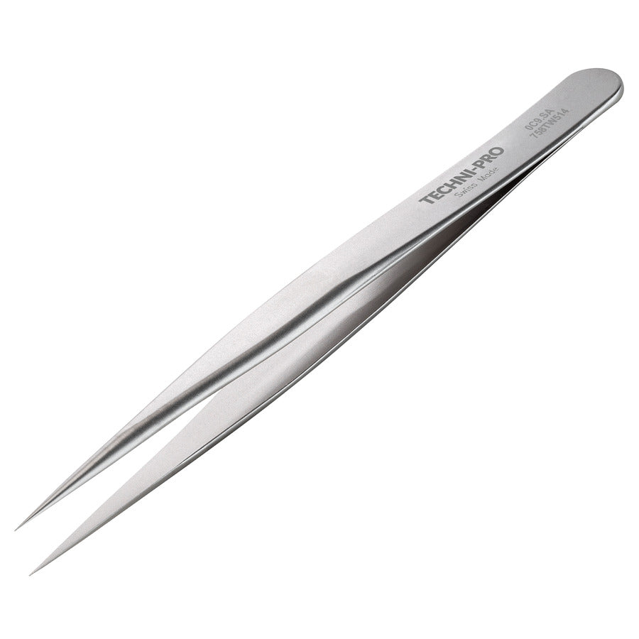 Techni-Pro 758TW514 Hochpräzisionspinzette, Stil 0C9, säurebeständig/antimagnetisch, Edelstahl, fein, spitz, 3,5"