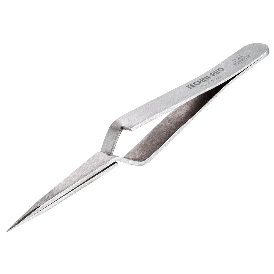 Techni-Pro 758TW518 Hochleistungs-Pinzette, Stil 31, säure-/magnetresistent, Edelstahl, fein, spitz, 4.5"