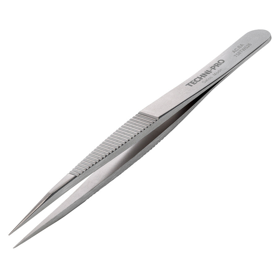 Techni-Pro 758TW526 Hochpräzisionspinzette, Stil AC, Anti-Säure/Anti-Magnetisch, SS, Robust, 4.3"