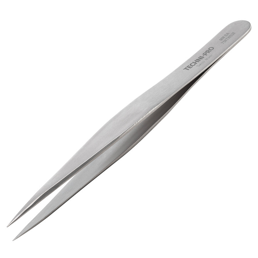 Techni-Pro 758TW538 Boley Pinzette, Stil MM, Säurebeständig/Antimagnetisch, Edelstahl, Fein, Spitzer Tip, Stark, 12,45 cm