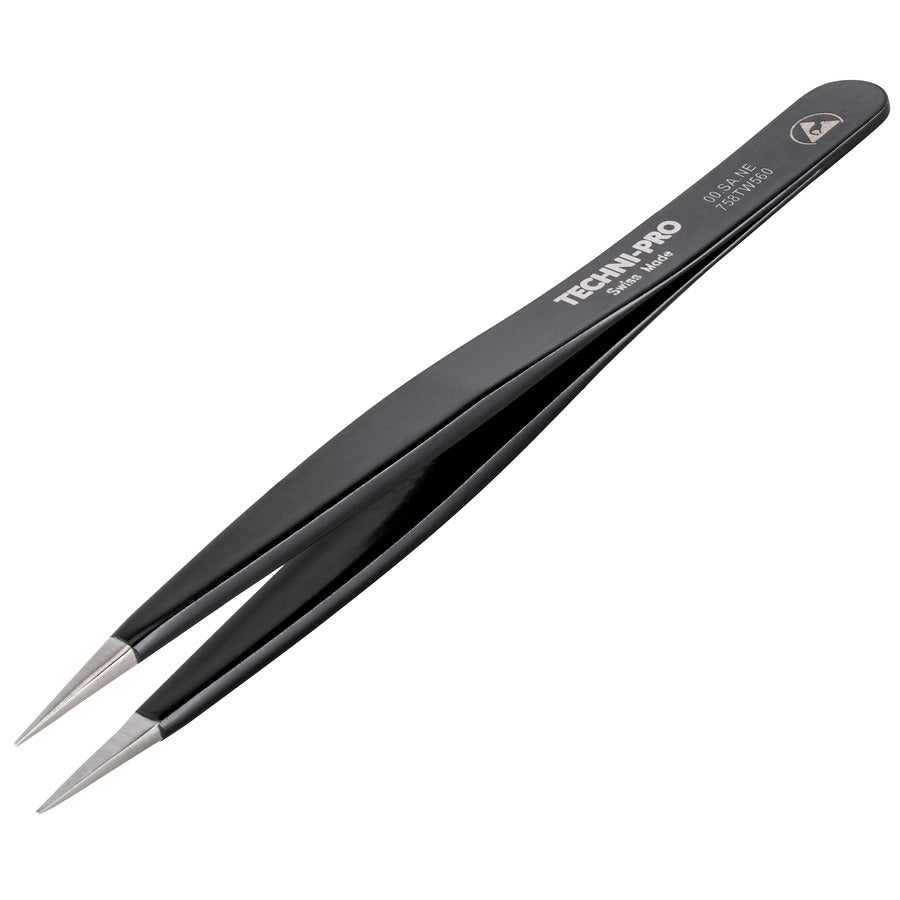 Techni-Pro 758TW560 ESD Pinzette, Epoxidharzbeschichtung, Stil 00, säure-/magnetresistent, Edelstahl, dick, robust, 11,9 cm