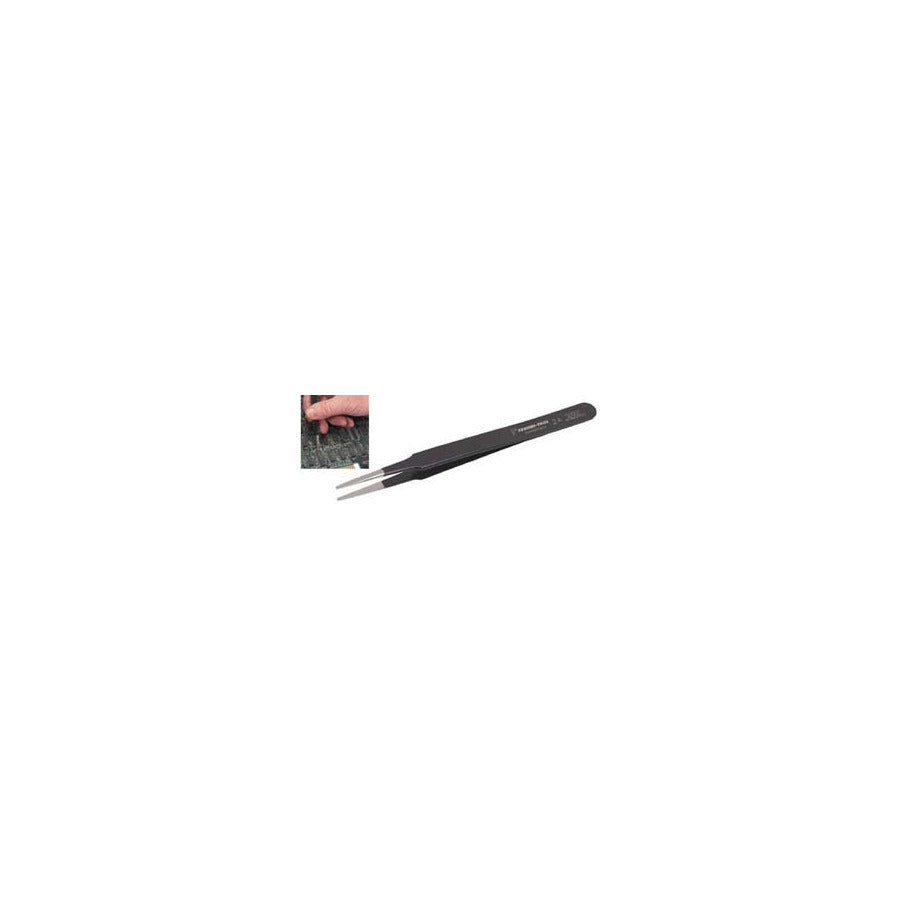 Techni-Pro 758TW561 ESD-Epoxid-beschichtete Pinzette, Stil 2A, säurebeständig/antimagnetisch, SS, rund, flach, 4,7"
