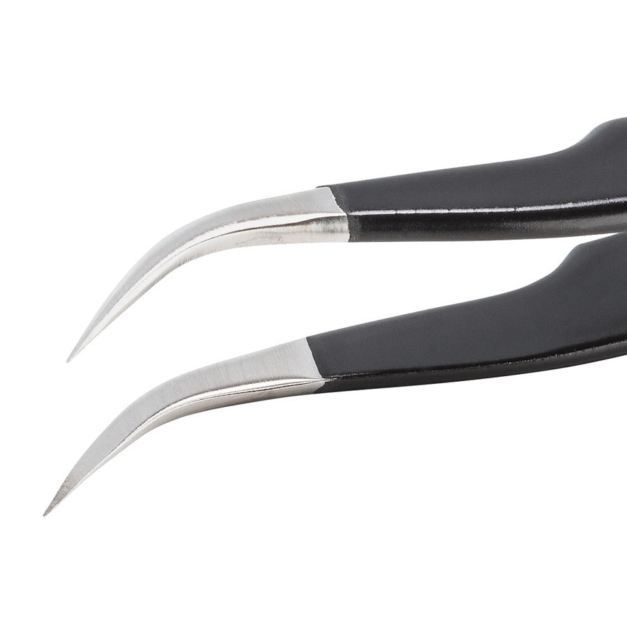 Techni-Pro 758TW564 ESD-Epoxid-beschichtete Pinzette, Stil 7, säurebeständig/antimagnetisch, Edelstahl, gebogen, fein, 12 cm