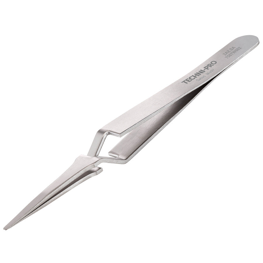 Techni-Pro 758TW602 Pinzette mit umgekehrter Wirkung, Stil 2AX, säurebeständig/antimagnetisch, SS, rund, flach, 4,7"