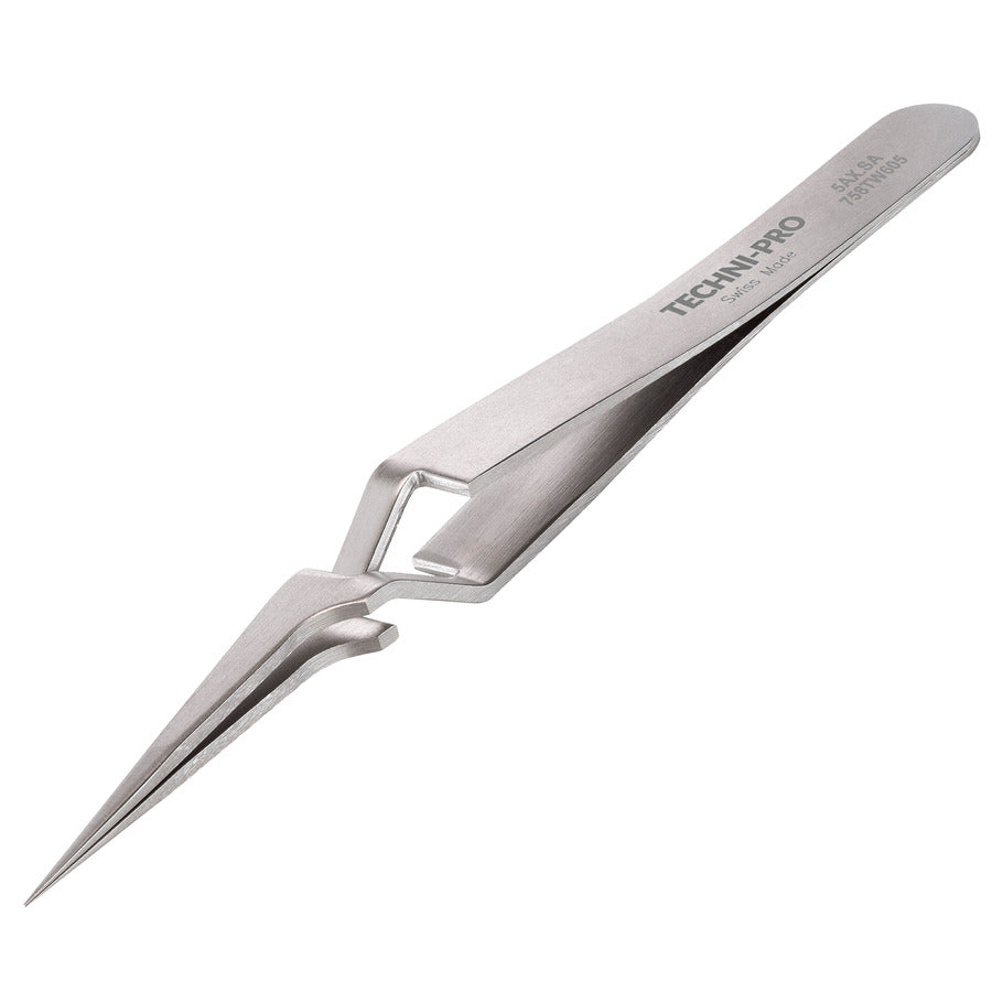 Techni-Pro 758TW605 Pinzette mit umgekehrter Funktion, Stil 5AX, säure-/magnetresistent, Edelstahl, sehr fein, 4,3"