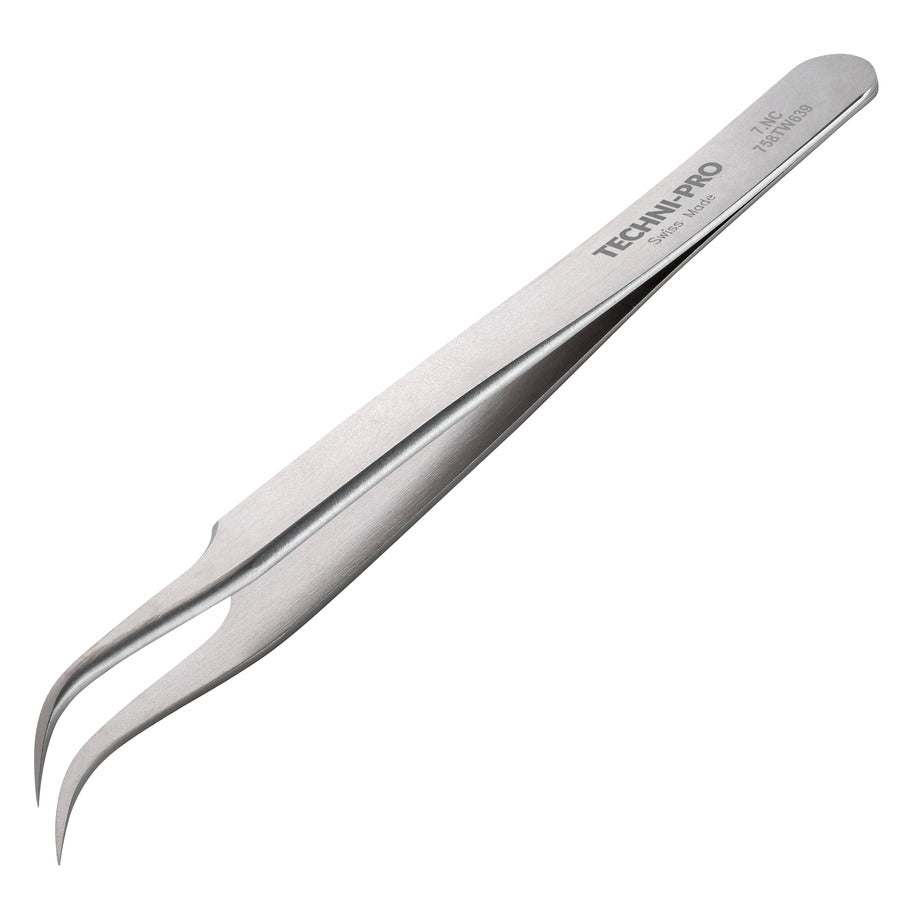 Techni-Pro 758TW639 Hochpräzisionspinzette, Stil 7, Superlegierung antimagnetisch, gebogen, sehr fein, 4.6"