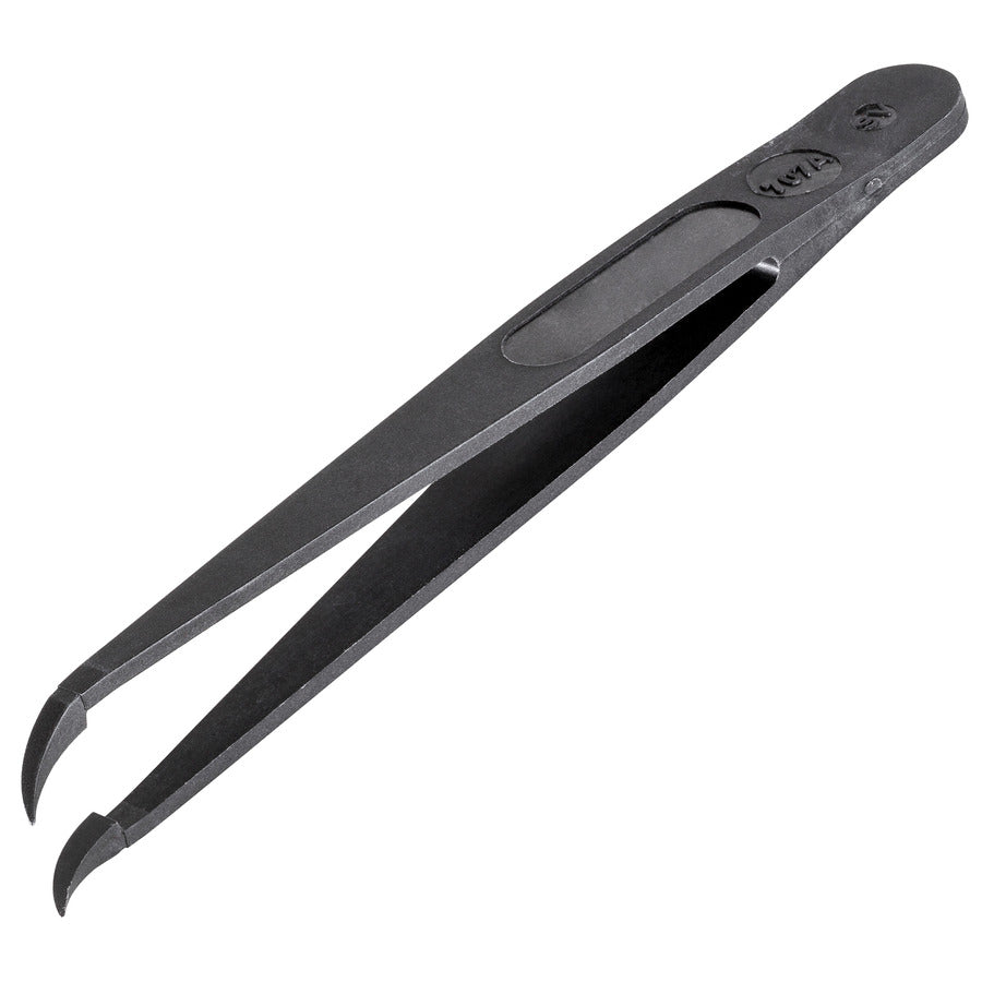 Techni-Pro 758TW706 Reinraum ESD Vollkunststoffpinzette, Stil 707A, PVDF, gebogen, fein, kurz, 4.5"