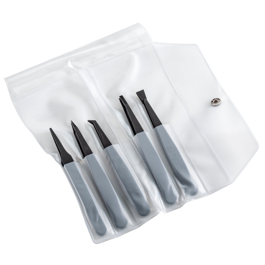 Techni-Pro 758TW777 Reinraum ESD Vollkunststoff-Pinzetten-Set, PVDF, 5-tlg.: 702A, 707, 708, 709, 710