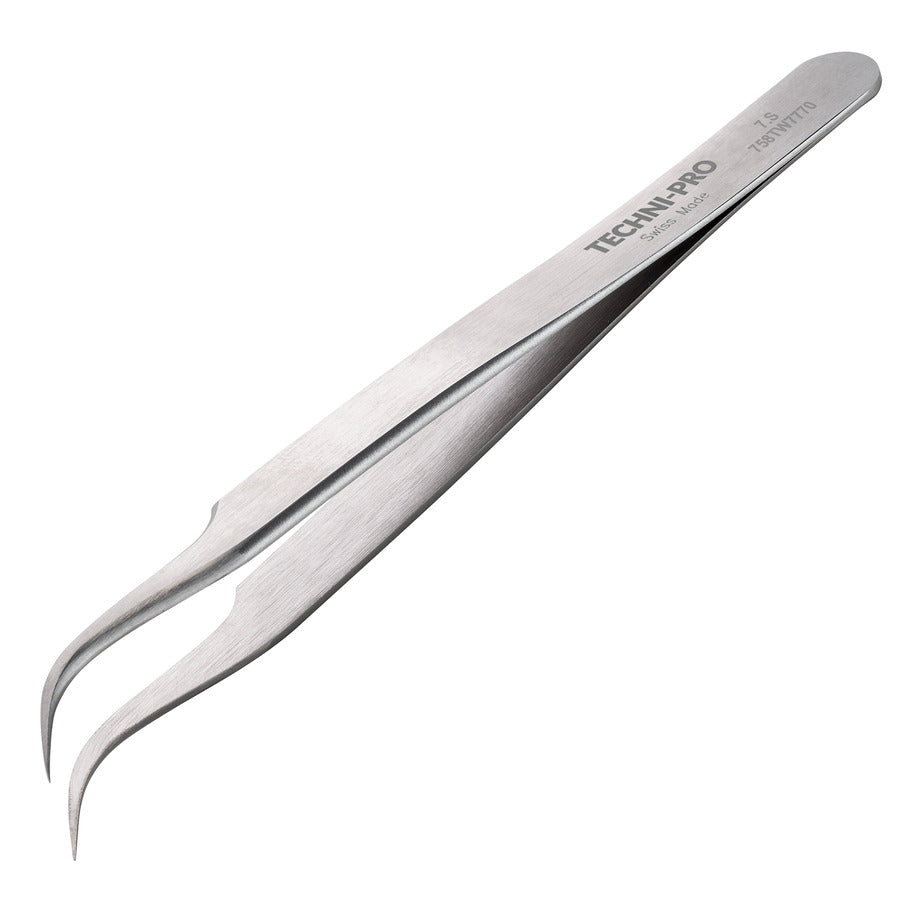 Techni-Pro 758TW7770 Hochpräzisionspinzette, Stil 7, SS, gebogen, sehr fein, 4.7"