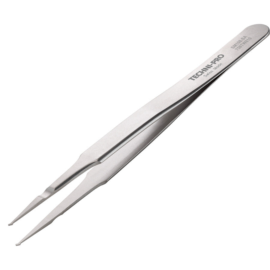 Techni-Pro 758TW810 SMD-Pinzette, Modell SM108, säurebeständig/antimagnetisch, Edelstahl, gerillt, 11,94 cm