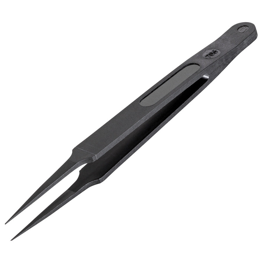 Techni-Pro 758TW911 ESD-Kunststoffpinzette, Stil 705, Carbonfaser, sehr fein, spitz, 4,5 Zoll