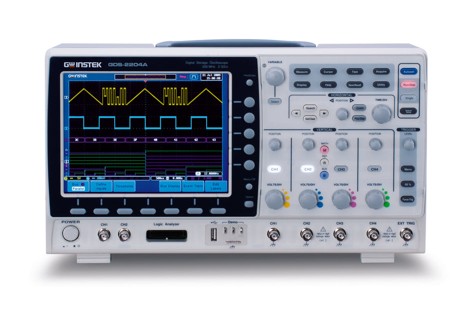 GW Instek GDS-2204A VPO Digital-Oszilloskop, 4 Kanäle, 200MHz, 2Mpts, 2GS/s, GDS-2000A Serie