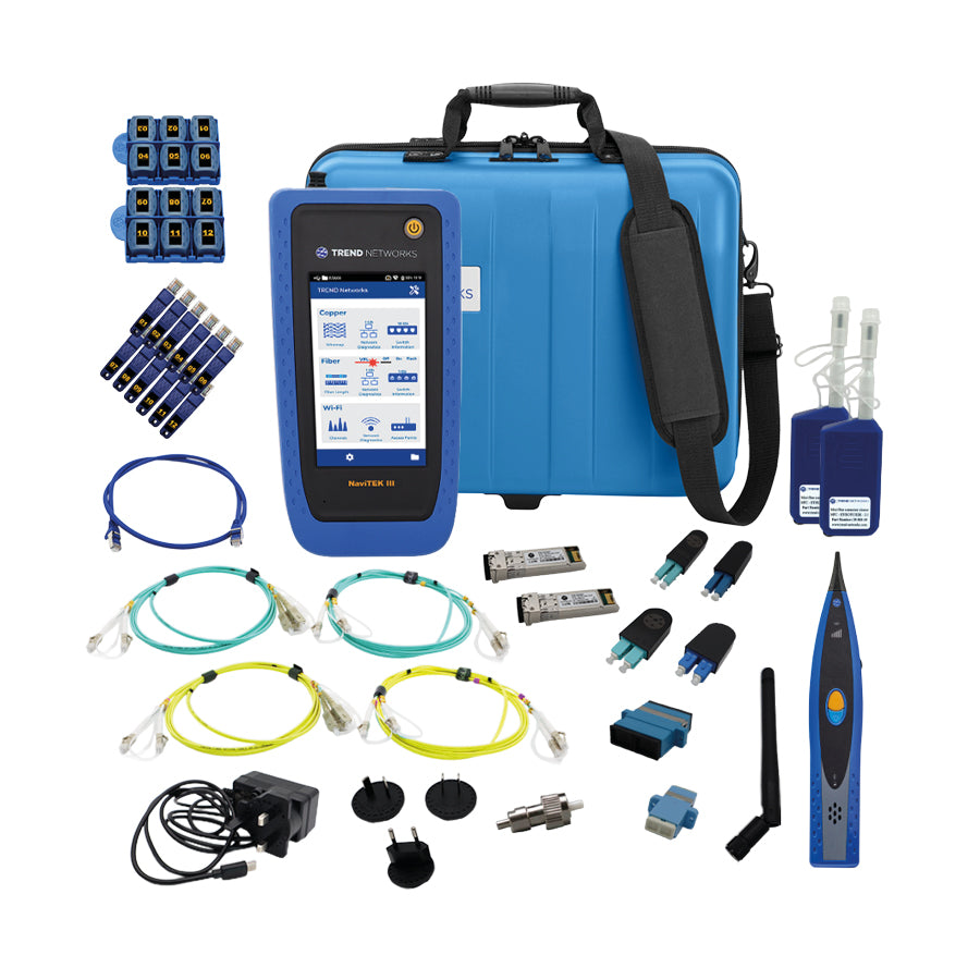 Trend Networks R166006 Bundle - NaviTEK III Kupfer/Glasfaser/WLAN Netzwerk-Fehlersuchgerät + 2 Jahre Garantieverlängerung (insgesamt 3 Jahre) + Verstärker-Sonde + Zubehör