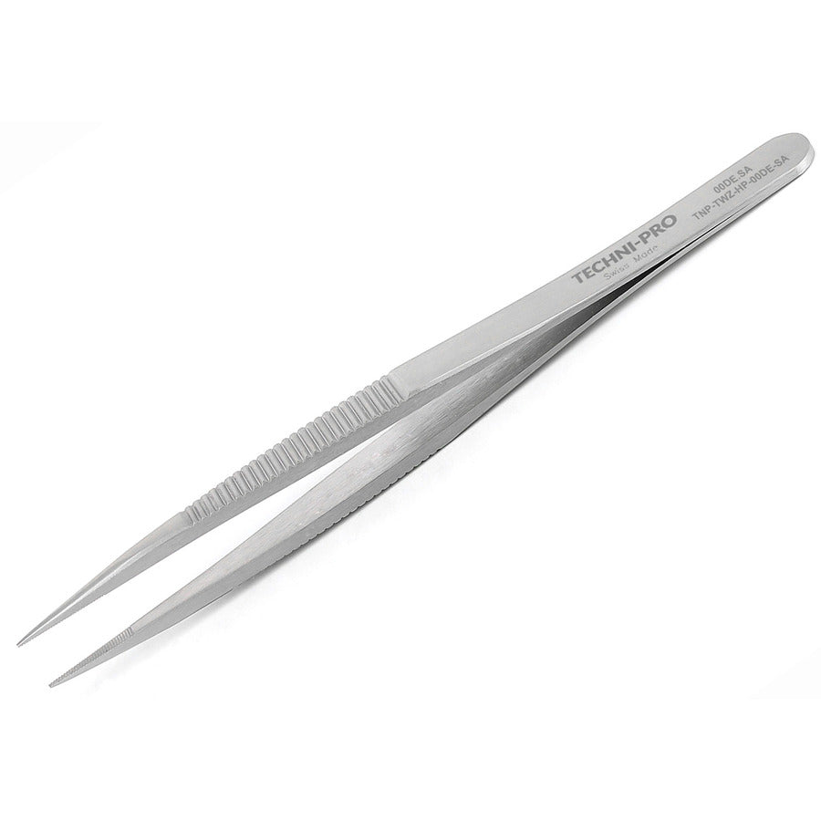 Techni-Pro TNP-TWZ-HP-00DE-SA Hochpräzisionspinzette, Stil 00, antimagnetisch, Edelstahl, quadratisch, gezahnt, 4.7"