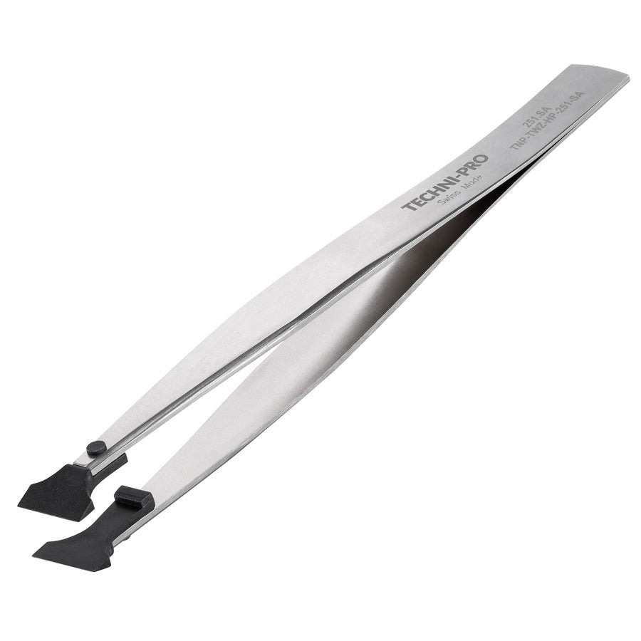Techni-Pro TNP-TWZ-HP-251-SA ESD Pinzette mit Kunststoffspitze, Stil 251, Carbonfaser, breit, flach 4.6"