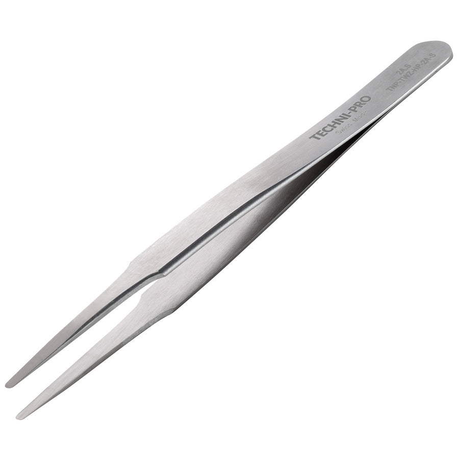 Techni-Pro TNP-TWZ-HP-2A-S Hochpräzisionspinzette, Stil 2A, SS, rund, flach, 4.7"