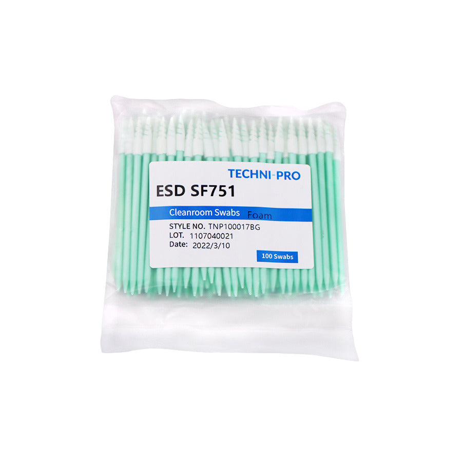 Techni-Pro FSWB741 Reinraum-Tupfer, ESD-Schaumstoff, Polypropylen-Griff, 3 Zoll Gesamtlänge, 100 Stk./Beutel