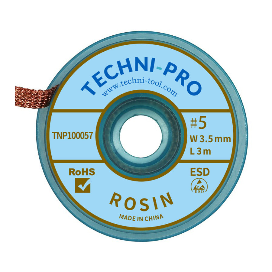 Techni-Pro ESDwikRos10-5 Entlötlitze, Kolophonium, 0.145"x10 ft, Größe #5, Braunes Etikett