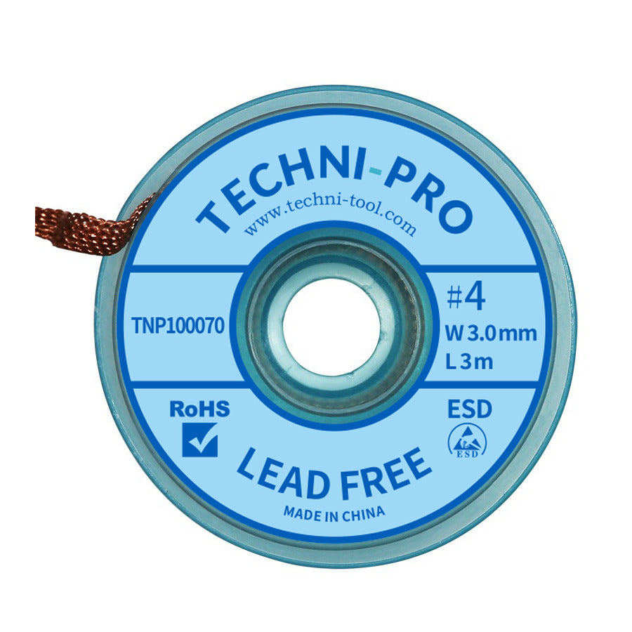 Techni-Pro ESDwikLF10-4 Entlötlitze, bleifrei, 0,11"x10 ft, Größe #4, blaues Etikett
