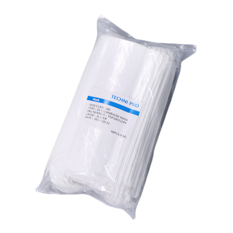 Techni-Pro 3PMASKCL100 Gesichtsmaske, Reinraum, Klasse 100 (ISO5), Vlies, 3-lagig, 50 Stück