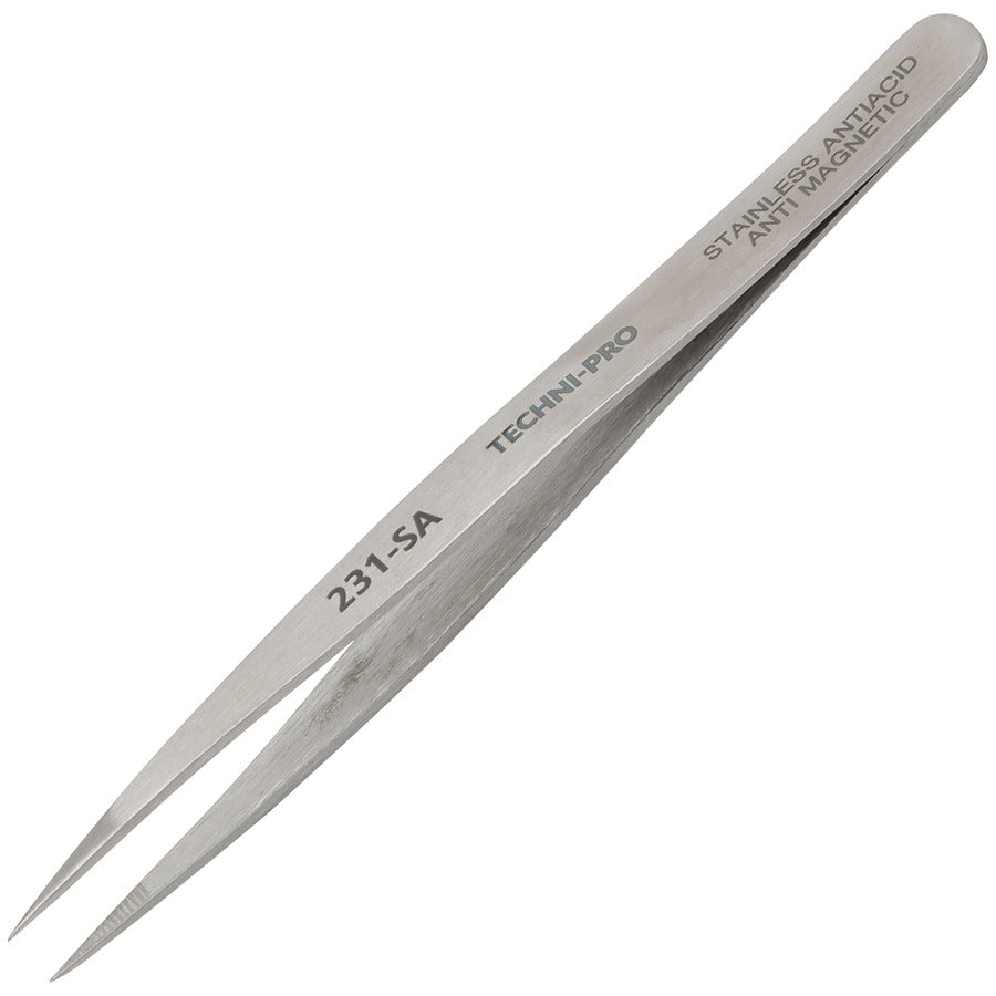 Techni-Pro TST-231-SA Pinzette, Economy, schmale Ausführung, spitz, gezackte Spitzen, 120,65 mm Gesamtlänge