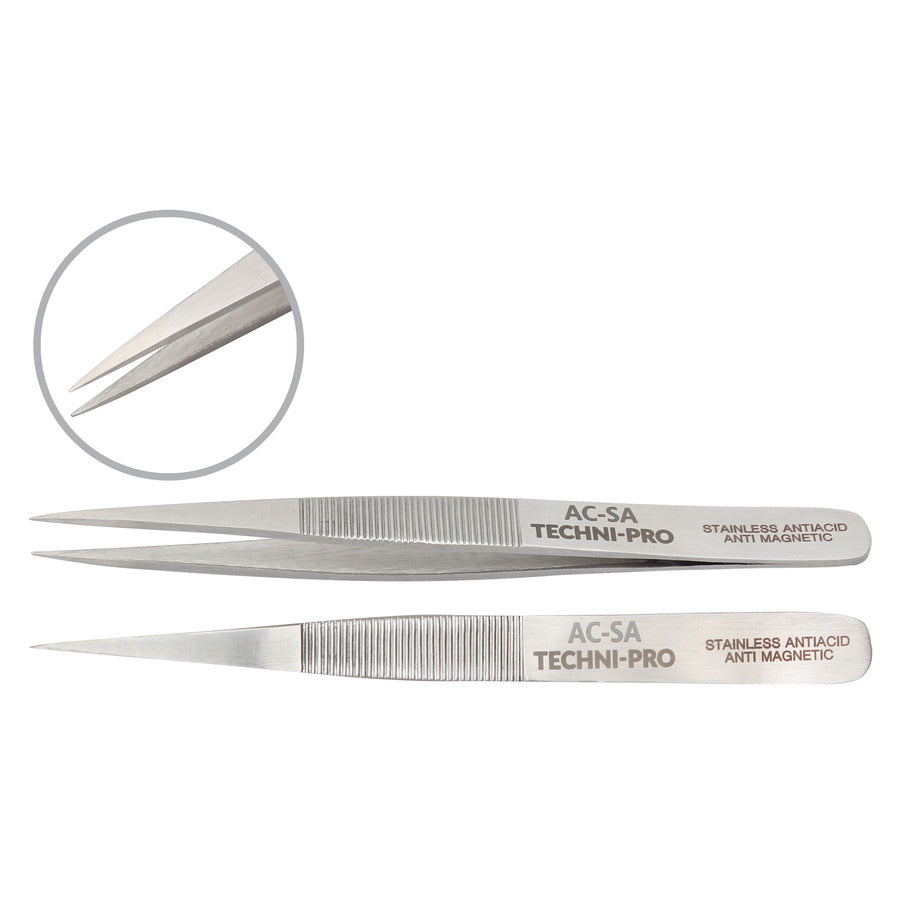 Techni-Pro TST-AC-SA Pinzette, SS/Anti-Mag, gerade, stark, gerändelte Grifffläche, 4,25"