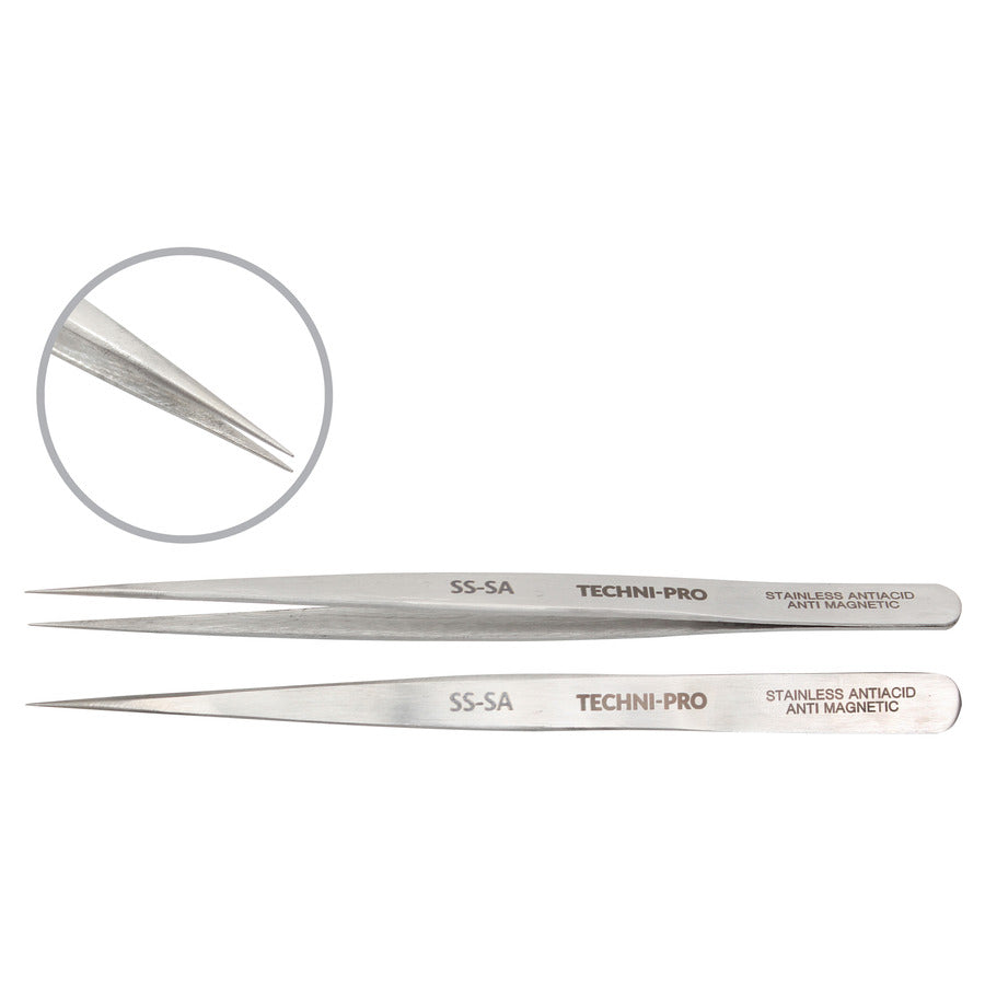 Techni-Pro TST-SS-SA Pinzette, SS/antimagnetisch, gerade, feine Spitze, 140 mm